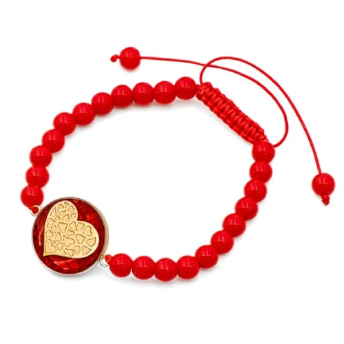 دستبند بافت مرجان سی قلب