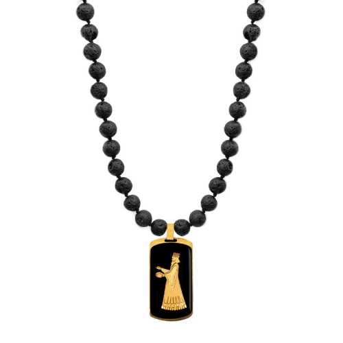 گردنبند سنگ لاوا مستطیل اونیکس فروهر