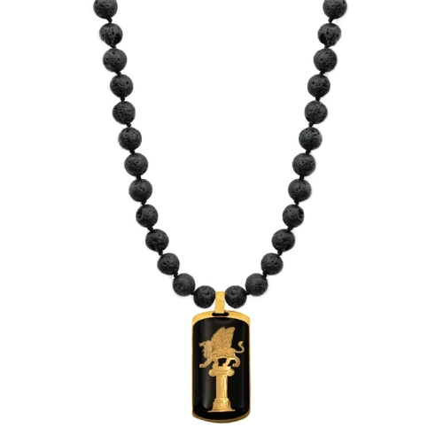 گردنبند سنگ لاوا مستطیل اونیکس شیرشاه