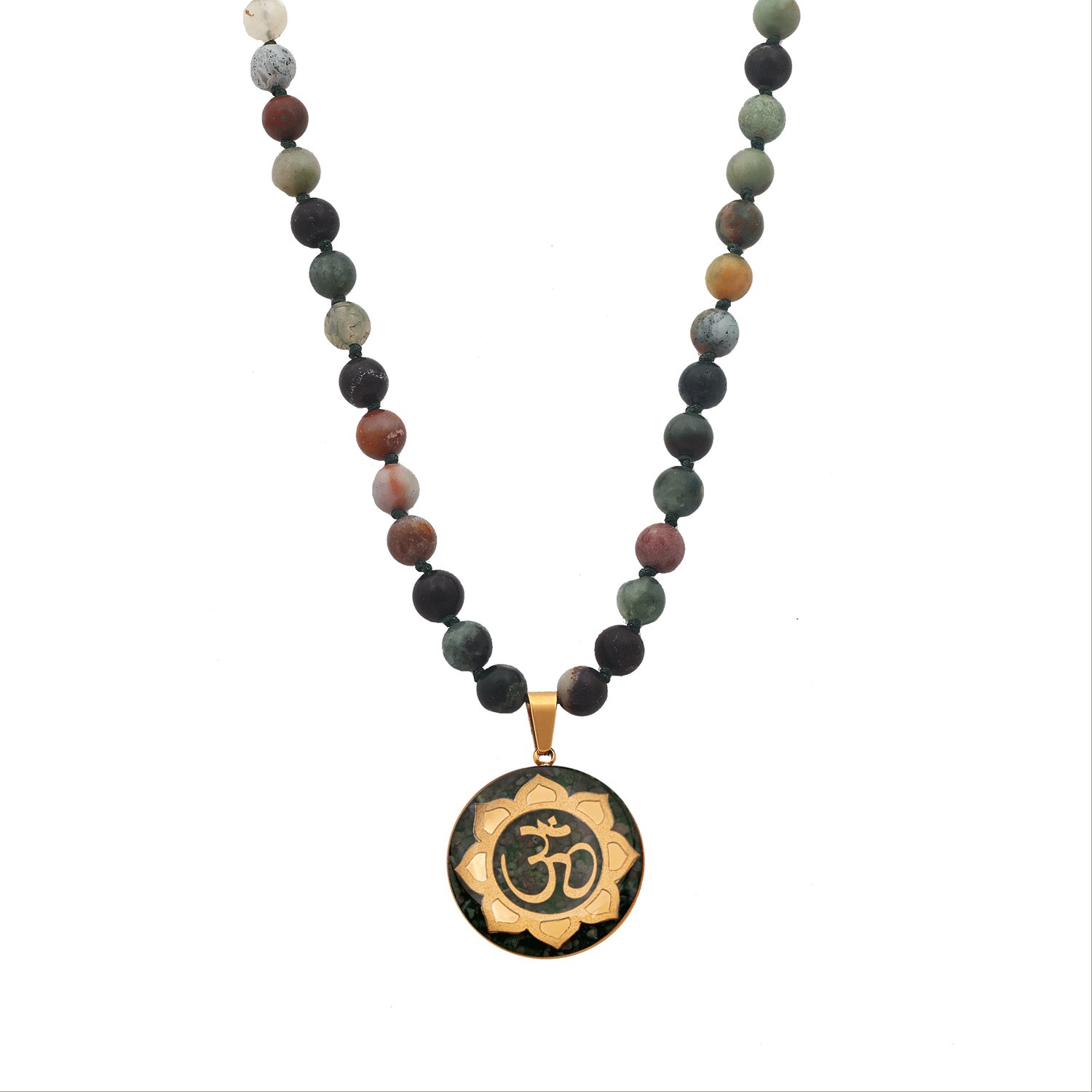 گردنبند بزرگ گرد عقیق سبز ام