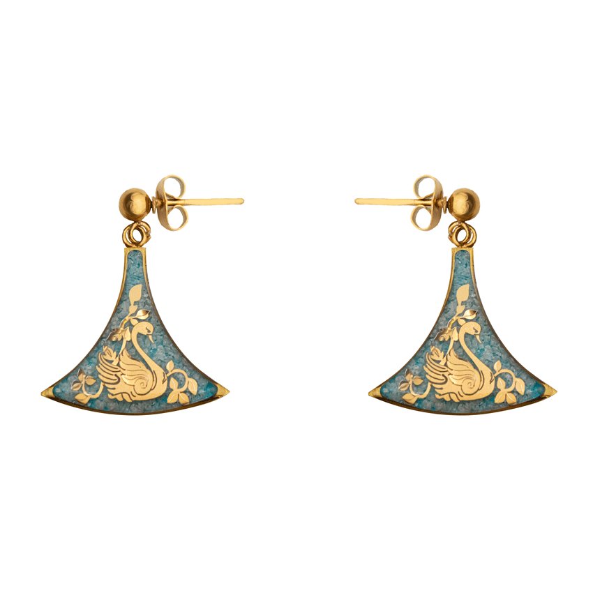 گوشواره بولگاری دامنی جید آبی قو