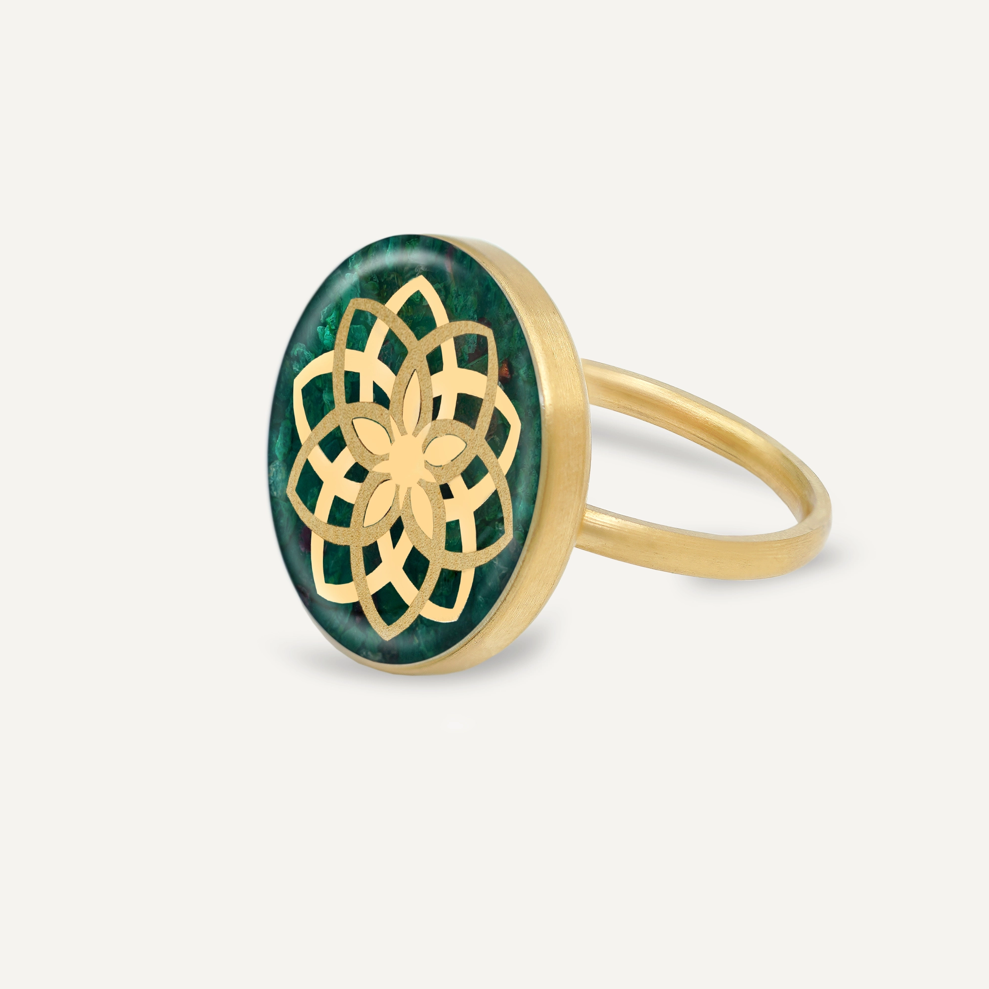 انگشتر گرد عقیق سبز دریم کچر