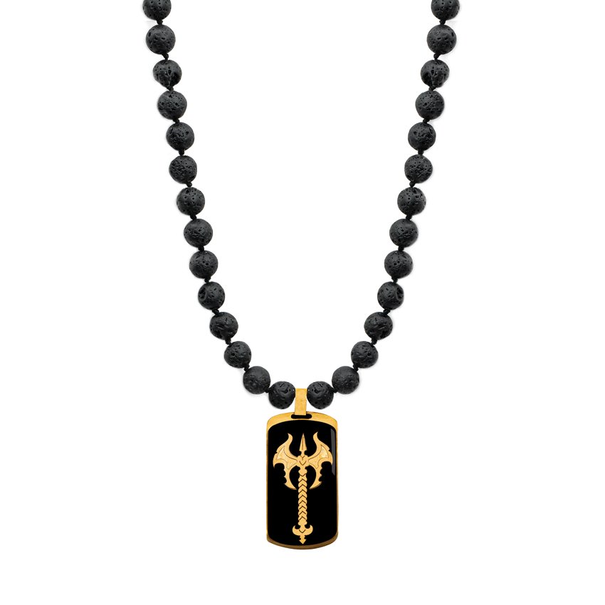 گردنبند سنگ لاوا مستطیل اونیکس  تبرزین