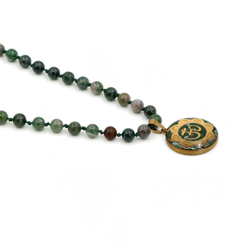 گردنبند بزرگ گرد عقیق سبز ام