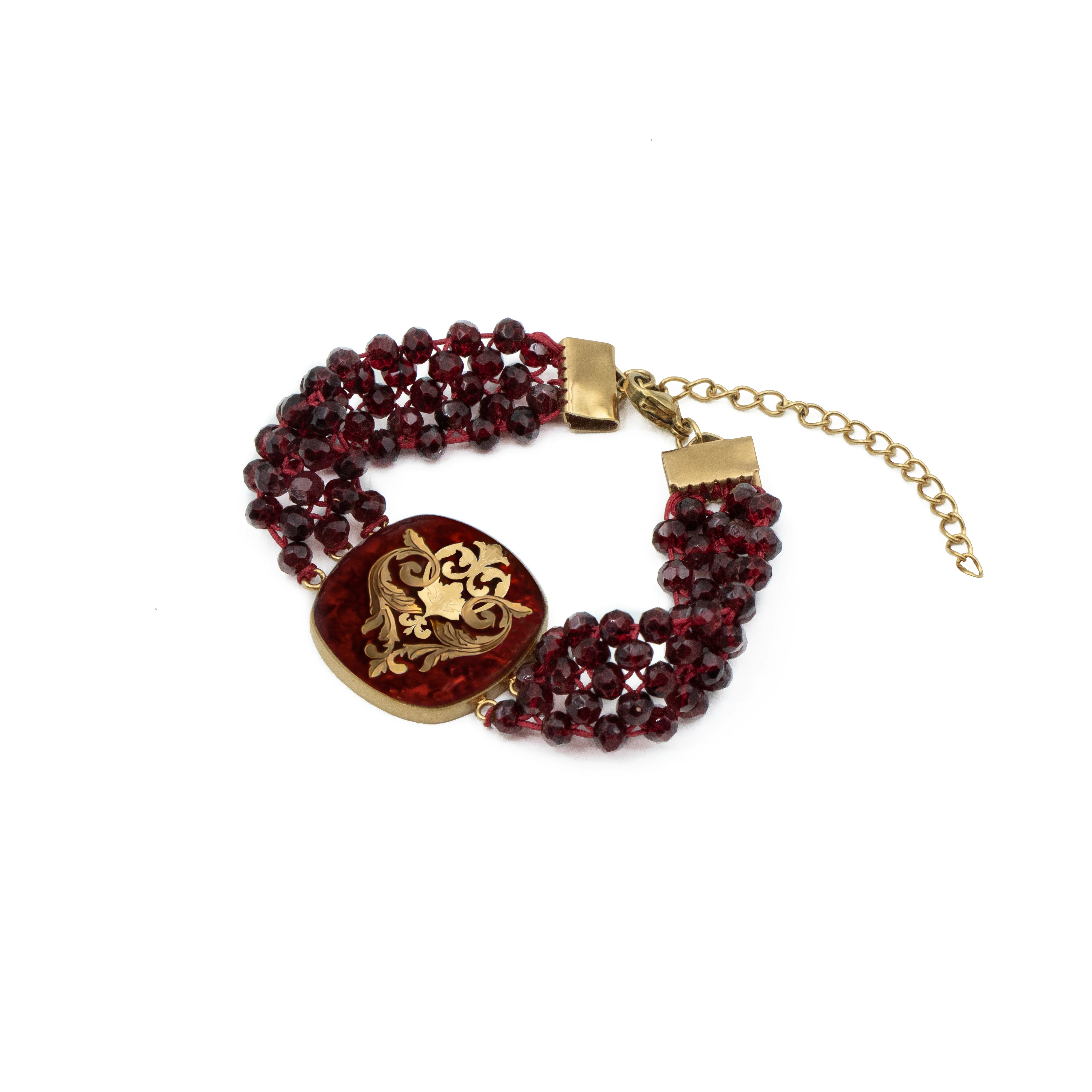 دستبند مربع عقیق سرخ  بنیتا بافت جدید