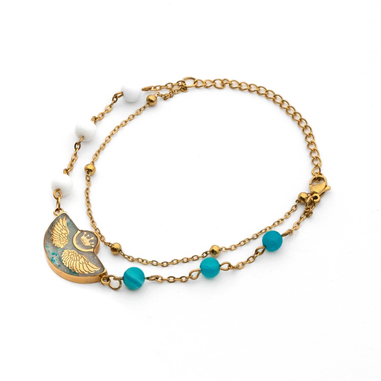 دستبند نیم دایره صدف دو بال