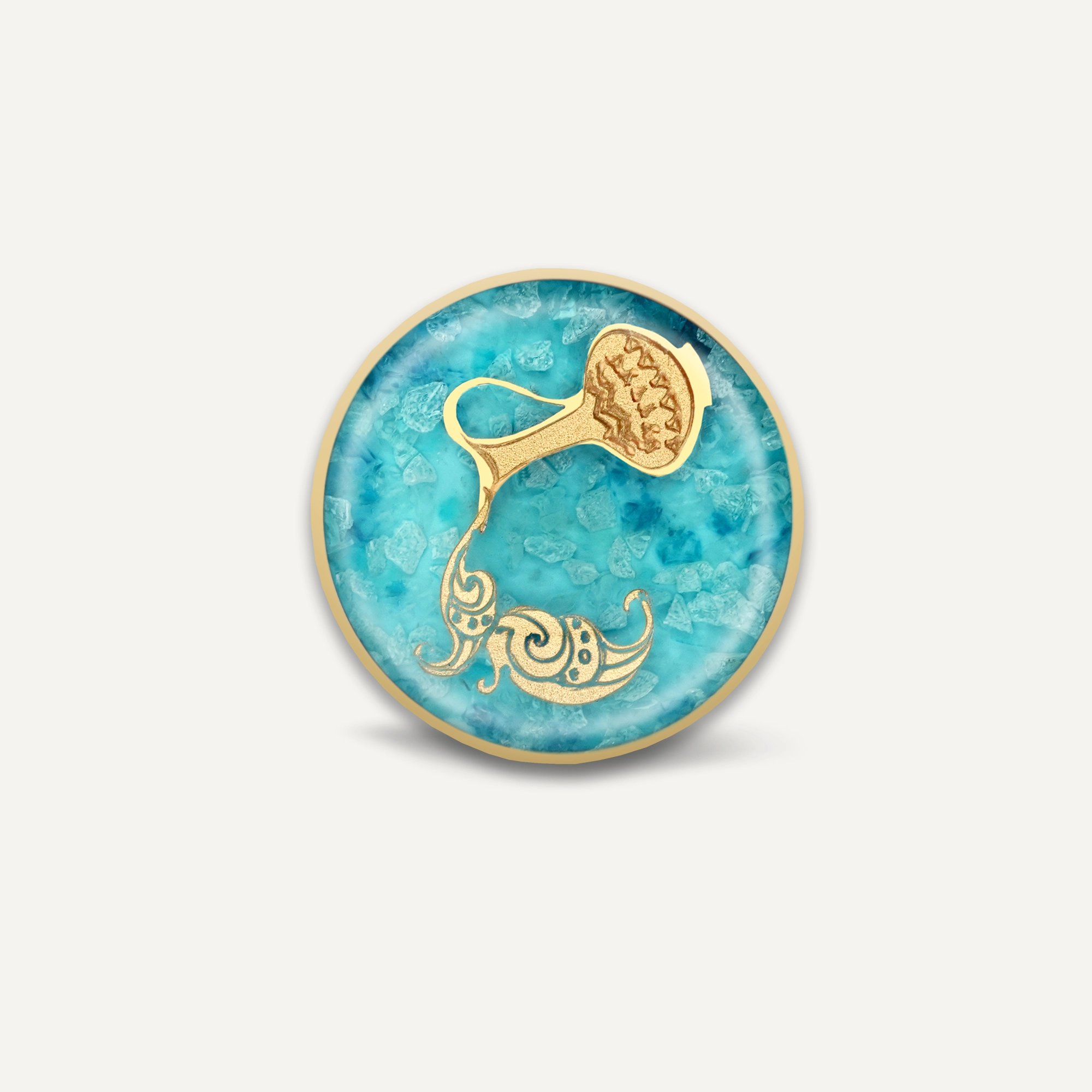 انگشتر گرد عقیق آبی بهمن