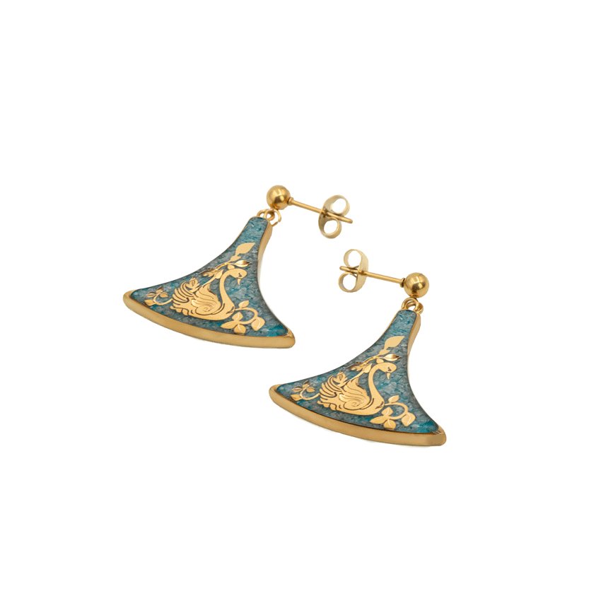 گوشواره بولگاری دامنی جید آبی قو