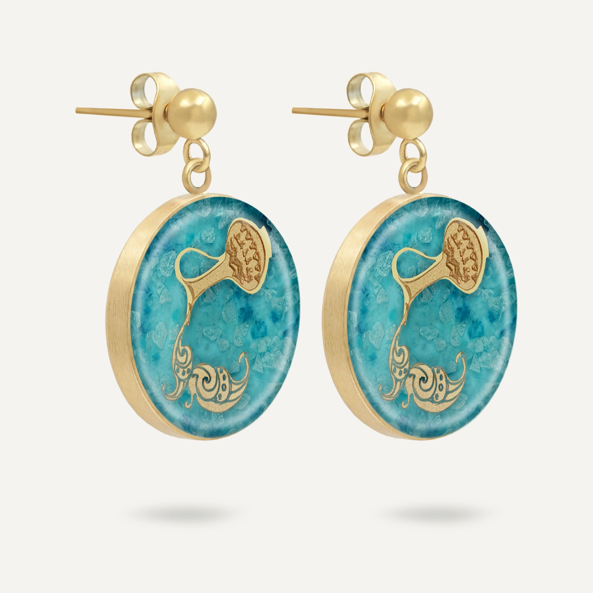 گوشواره گرد عقیق آبی بهمن