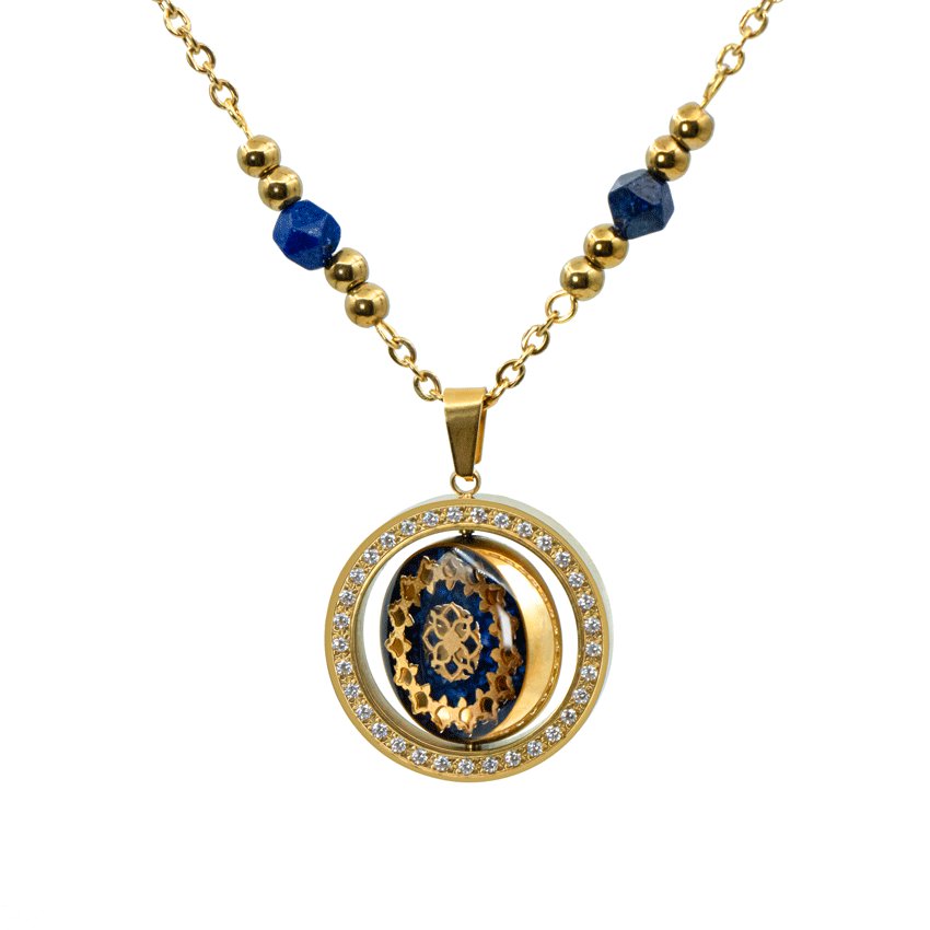 گردنبند لاجورد نگین دار دو رو رقص سماع/اسلیمی