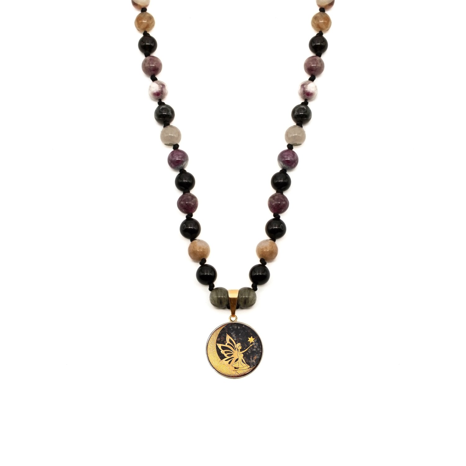 گردنبند بزرگ گرد تورمالین ماهدخت