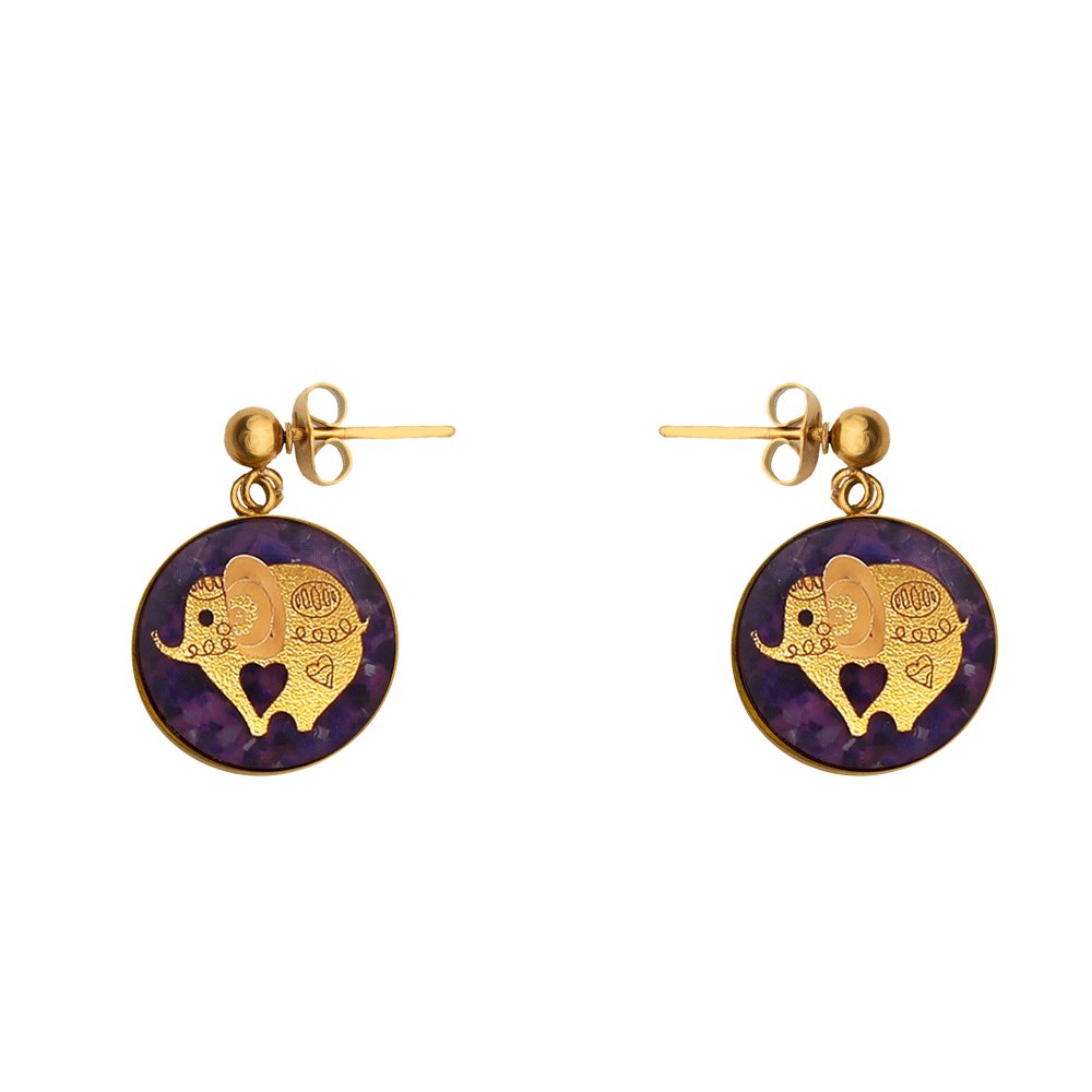 گوشواره گرد عقیق بنفش فیل