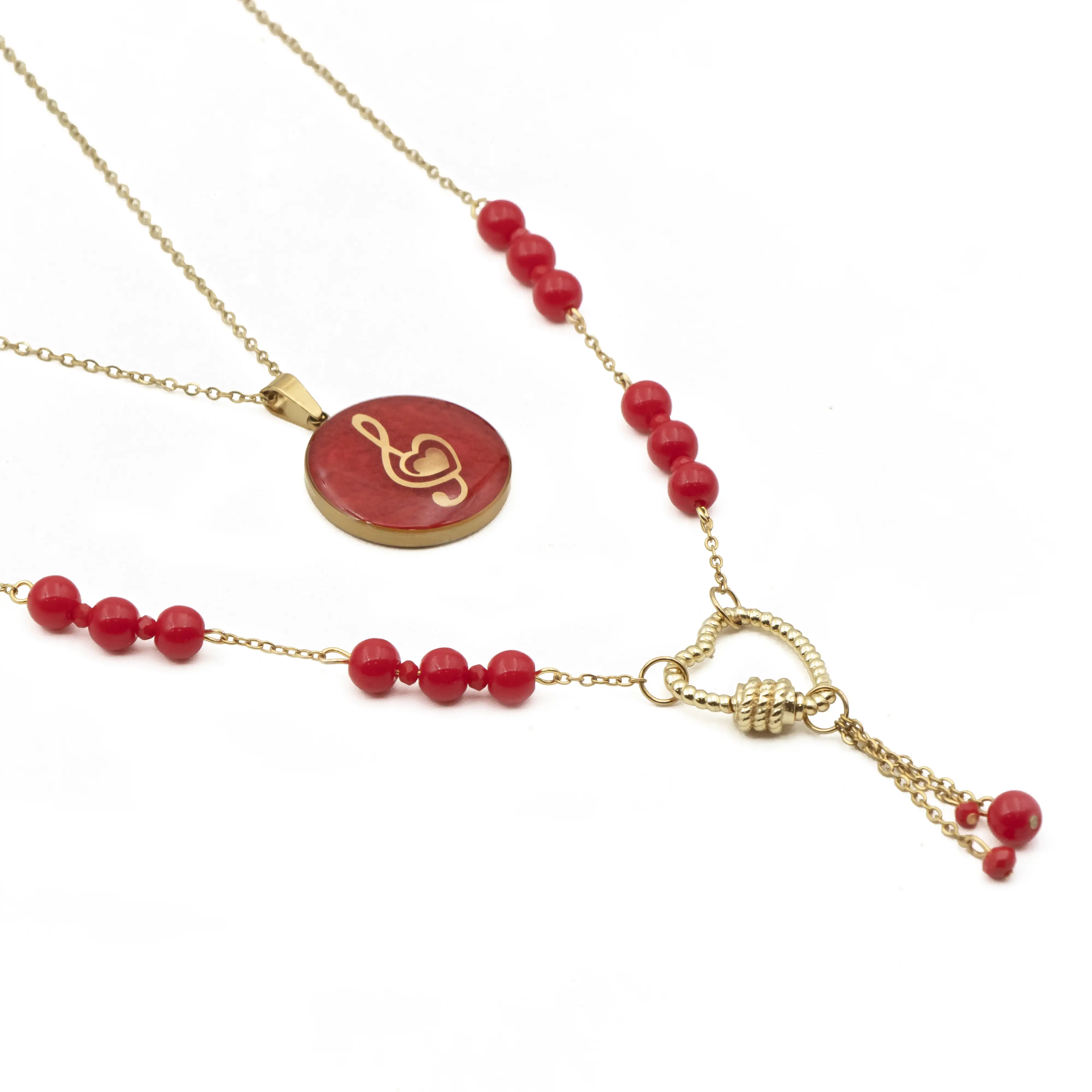 گردنبند مرجان کلید سل و قلب