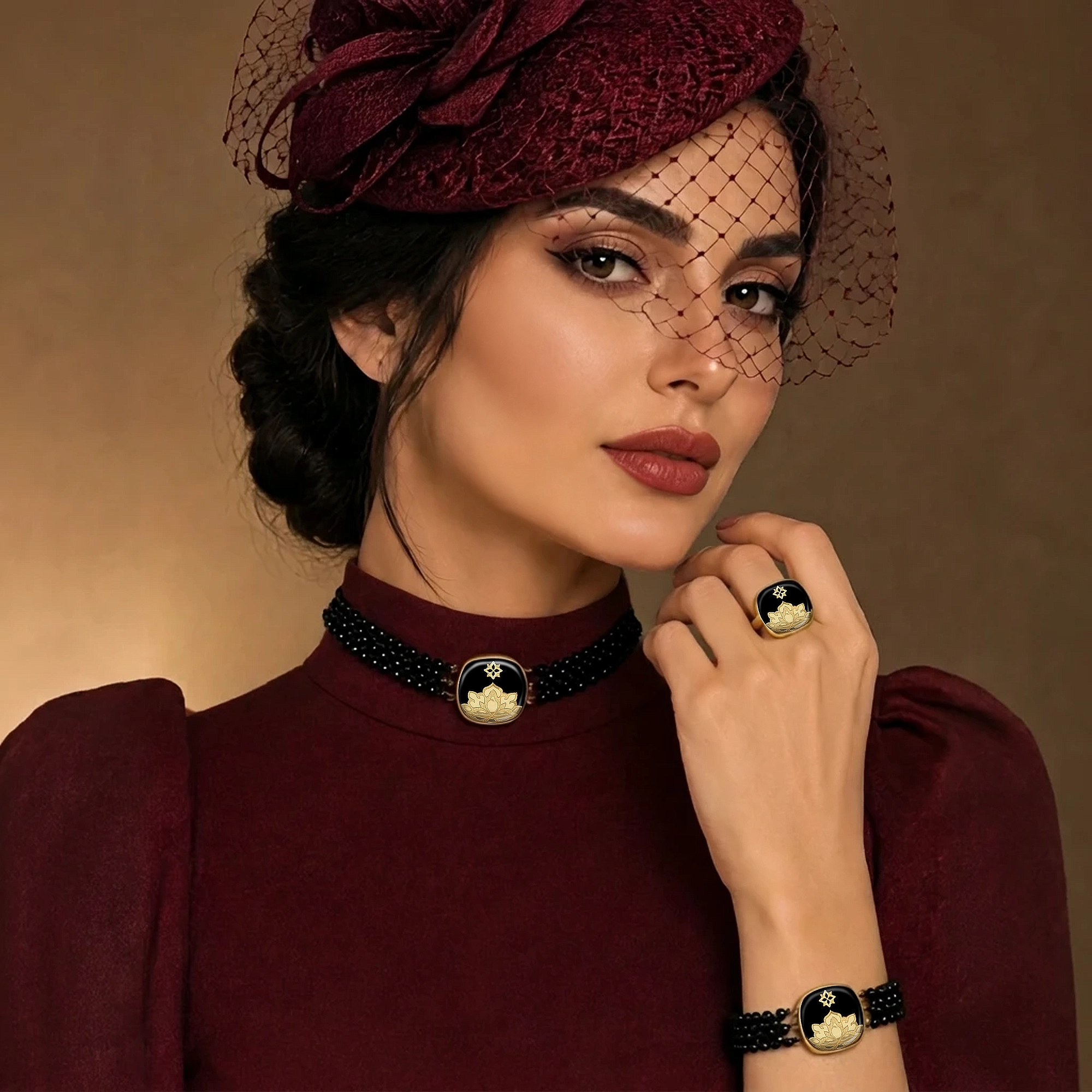 انگشتر زنانه مربع اونیکس هور