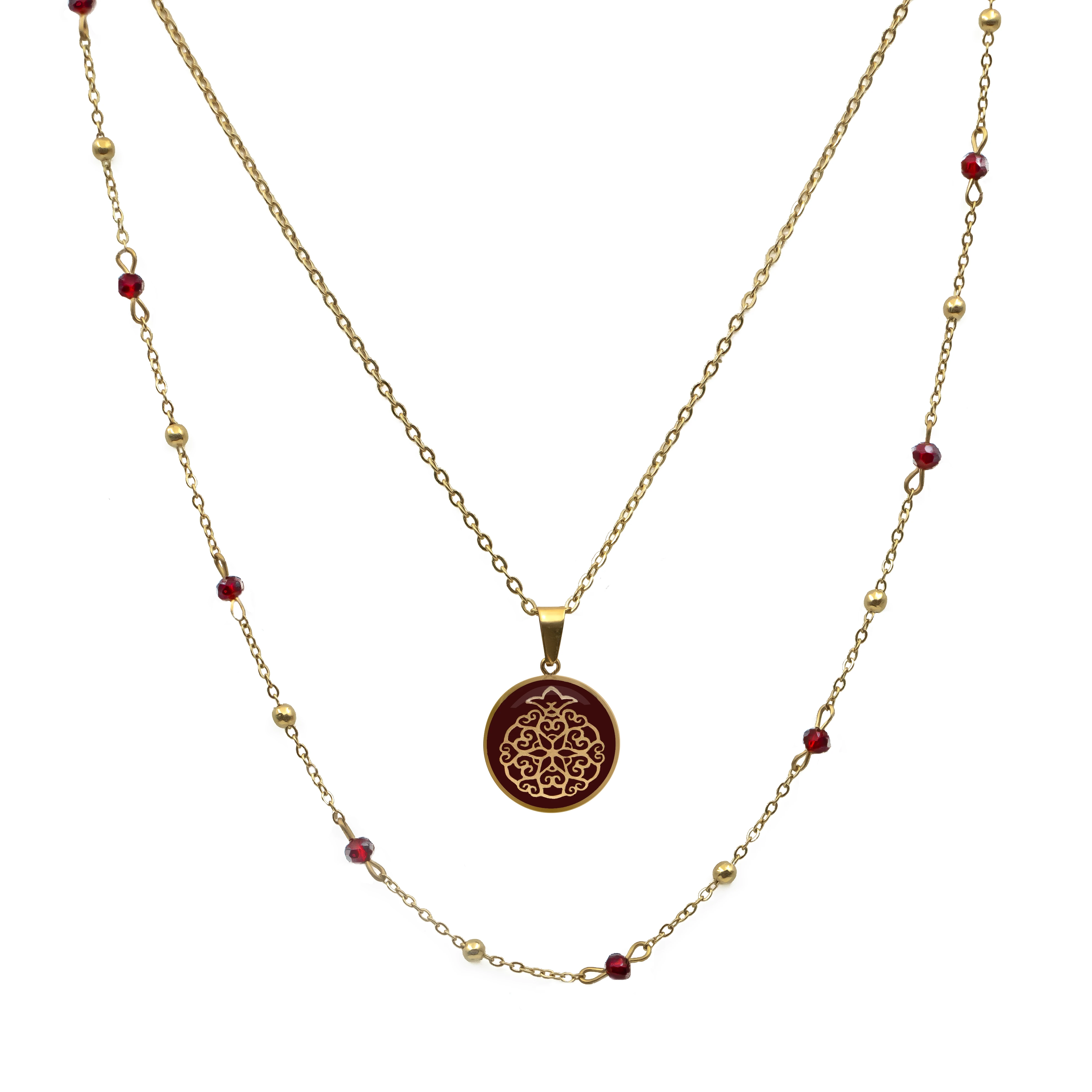 گردنبند جید سرخ اسلیمی انار