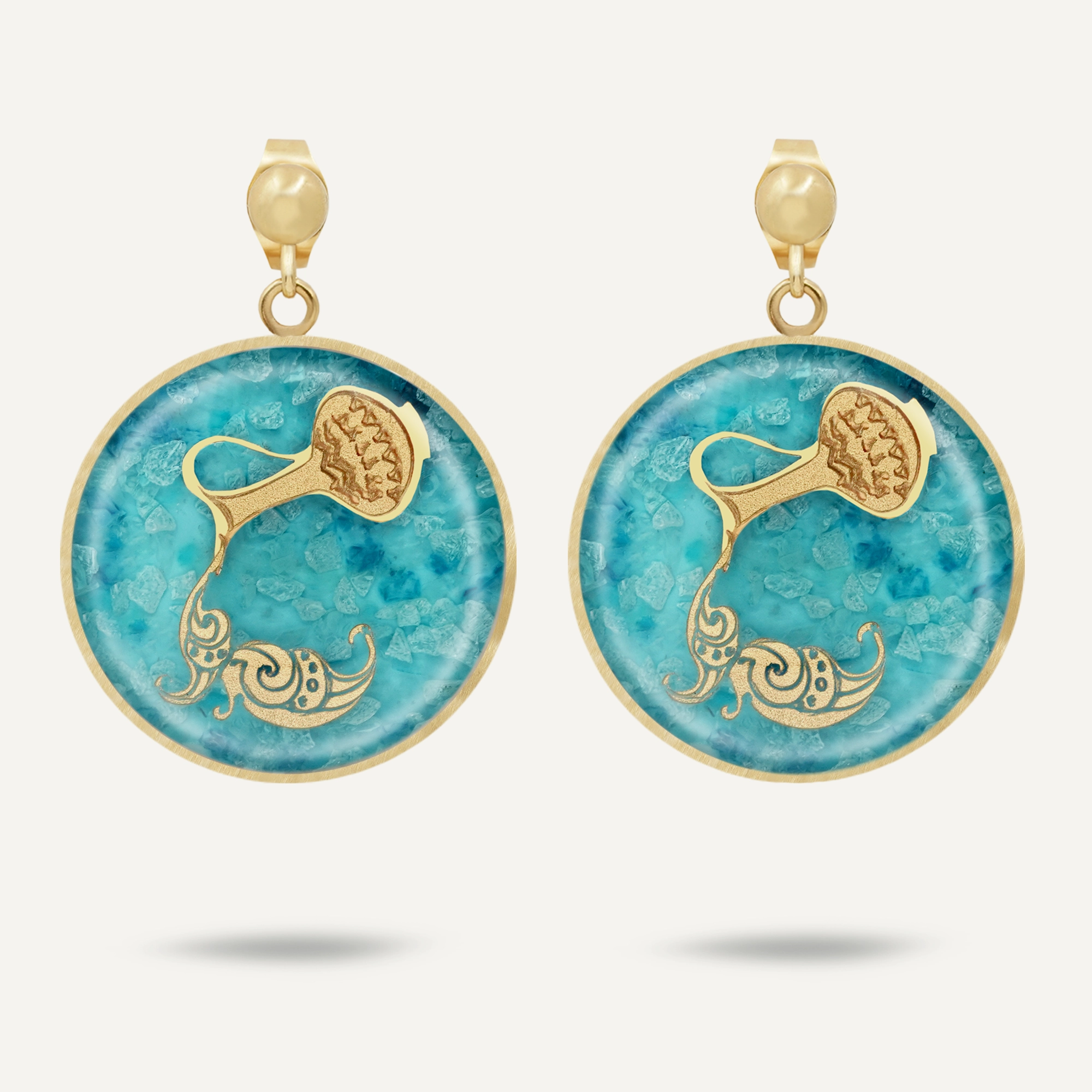 گوشواره گرد عقیق آبی بهمن