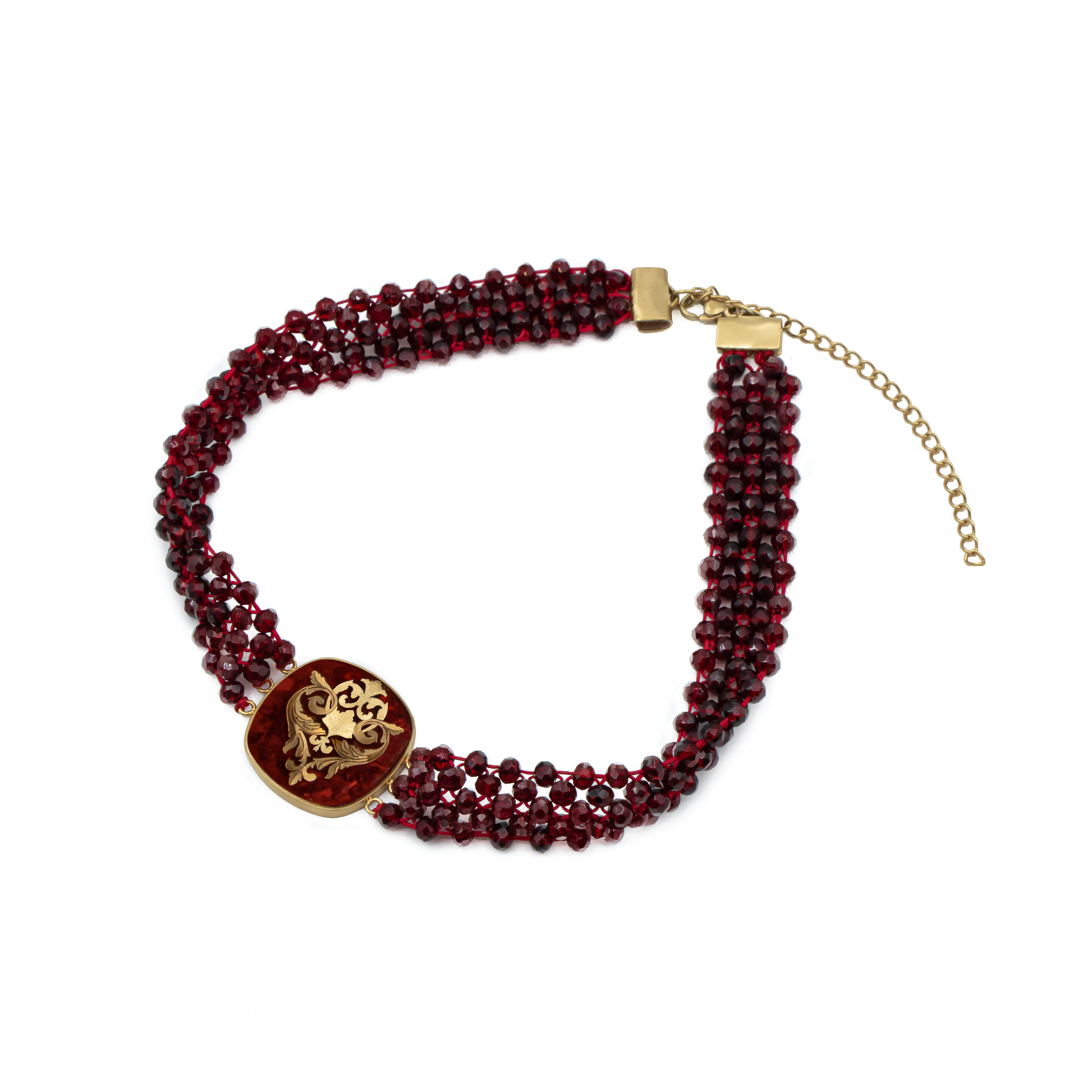 گردنبند مربع عقیق سرخ بنیتا بافت جدید