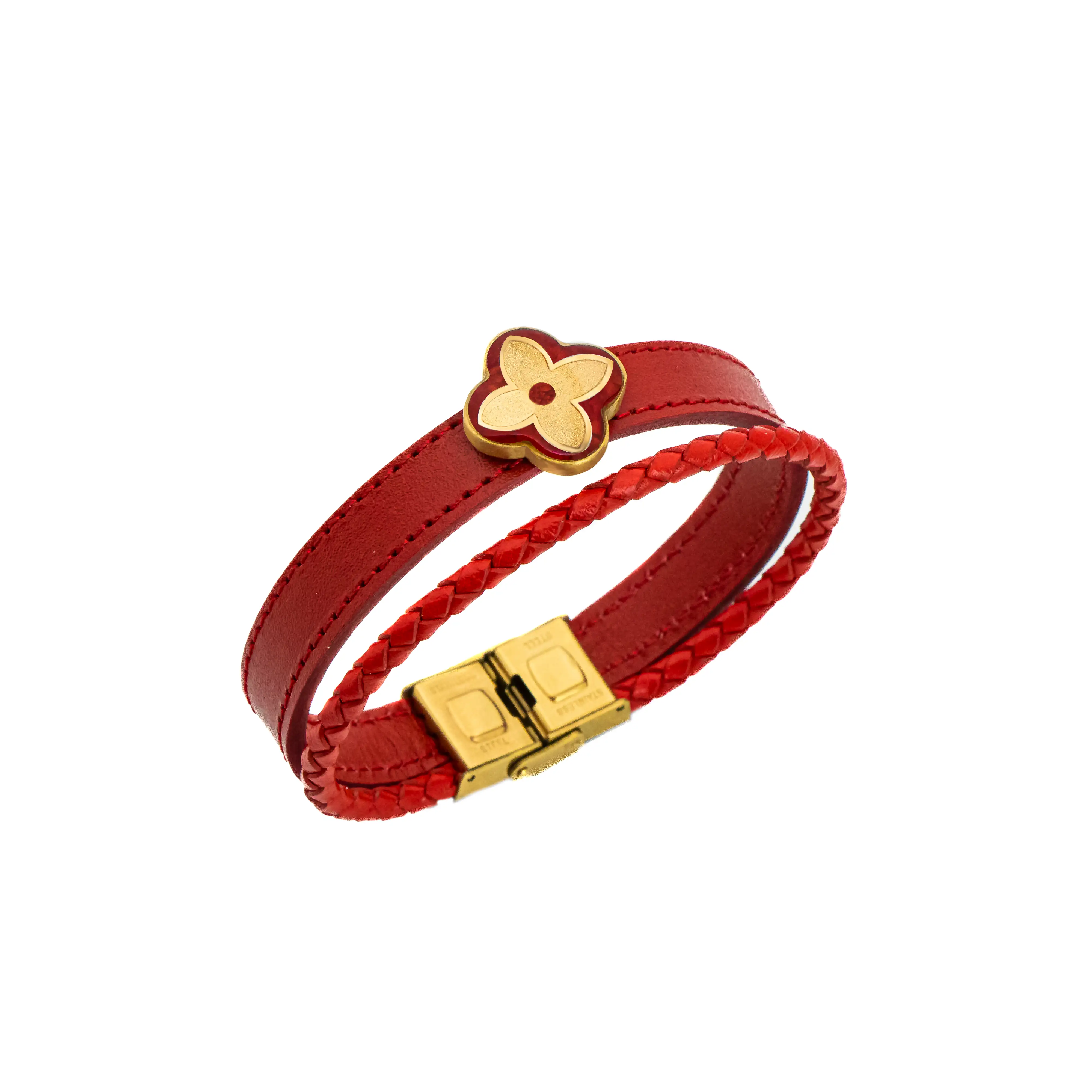 دستبند چرم ونکلیف مرجان والا