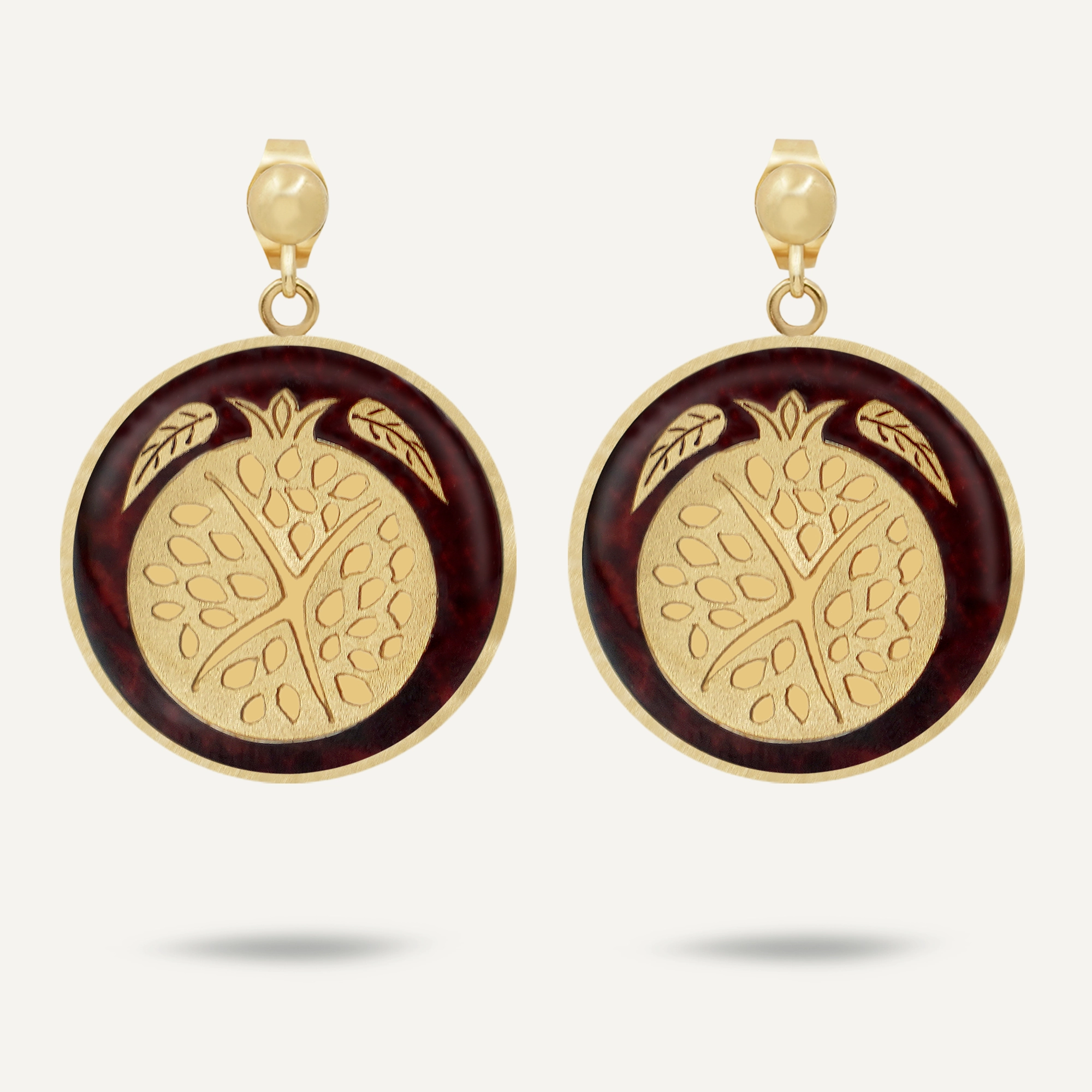 گوشواره گرد جید سرخ دونه انار