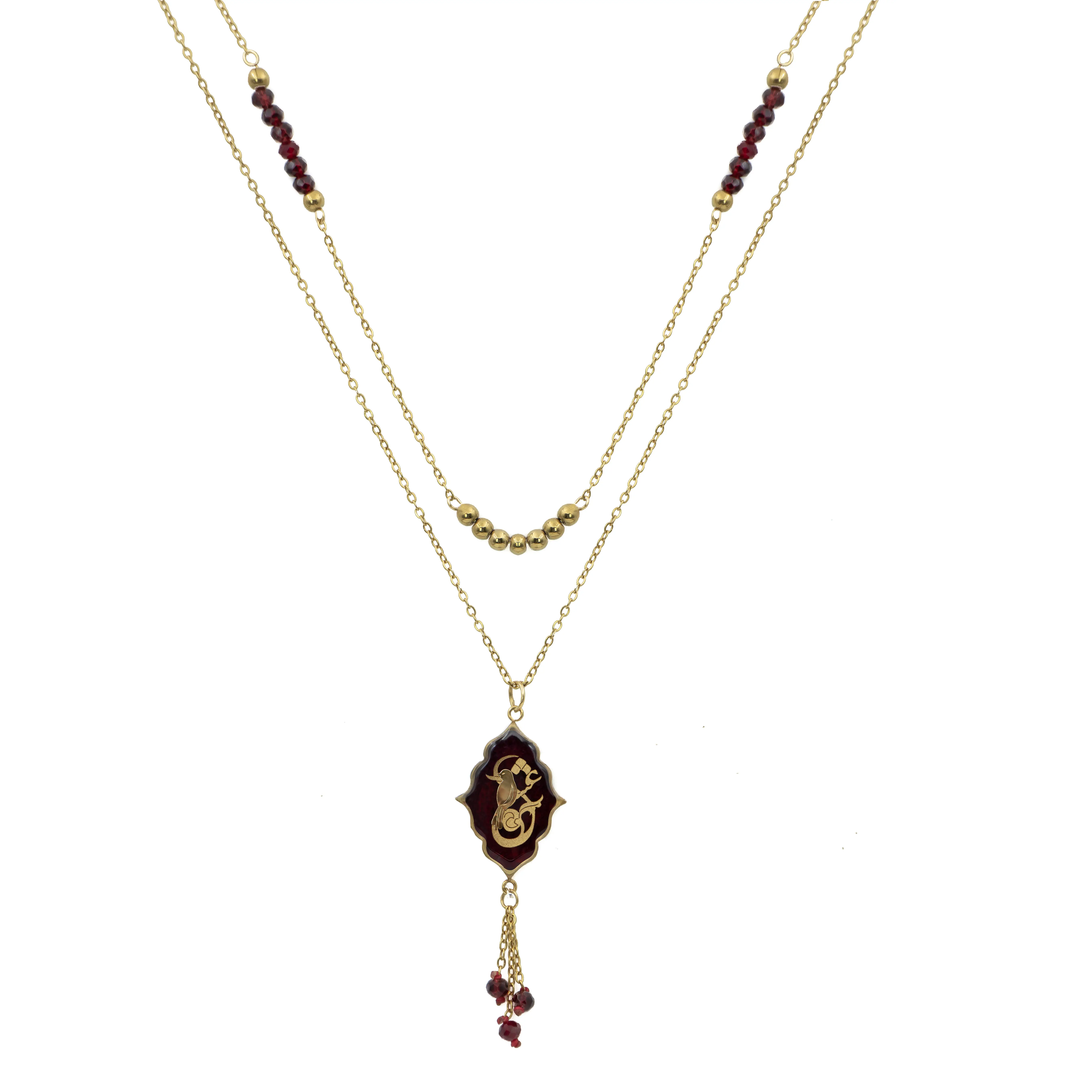 گردنبند ترنج جید سرخ آوای جان