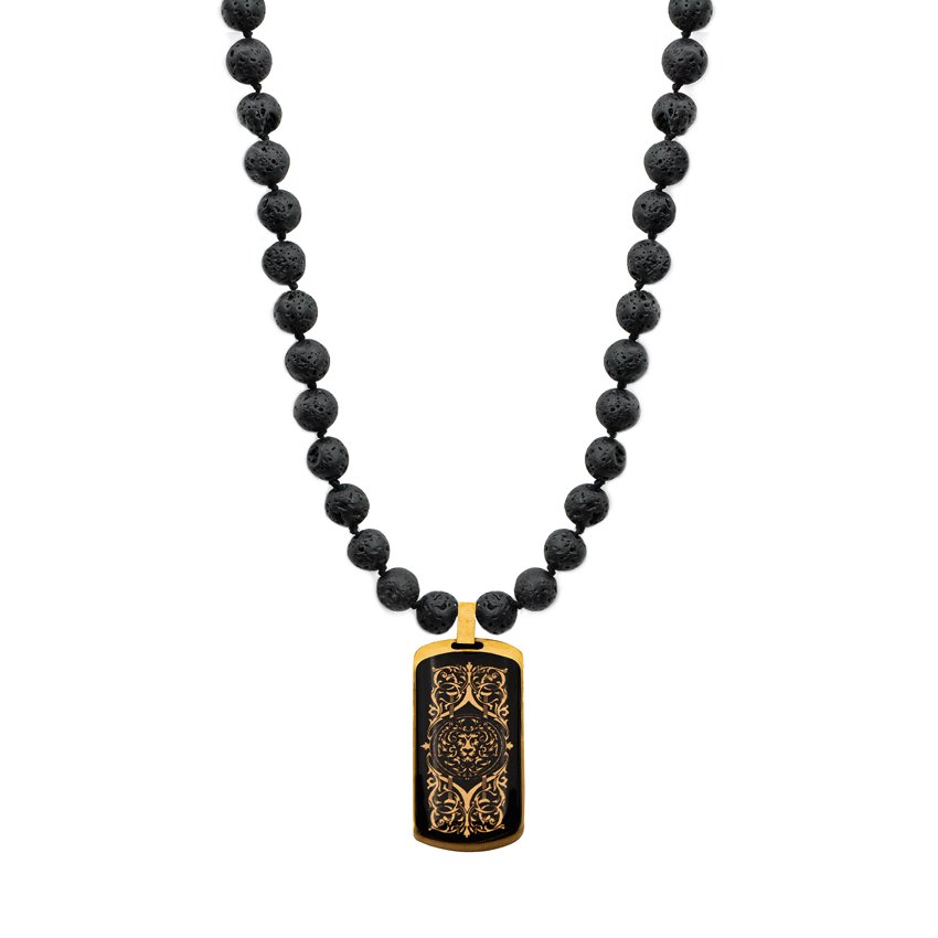 گردنبند سنگ لاوا مستطیل اونیکس شیرشاه