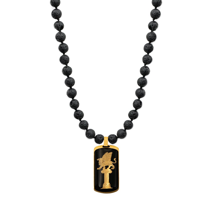 گردنبند سنگ لاوا مستطیل اونیکس شیردال