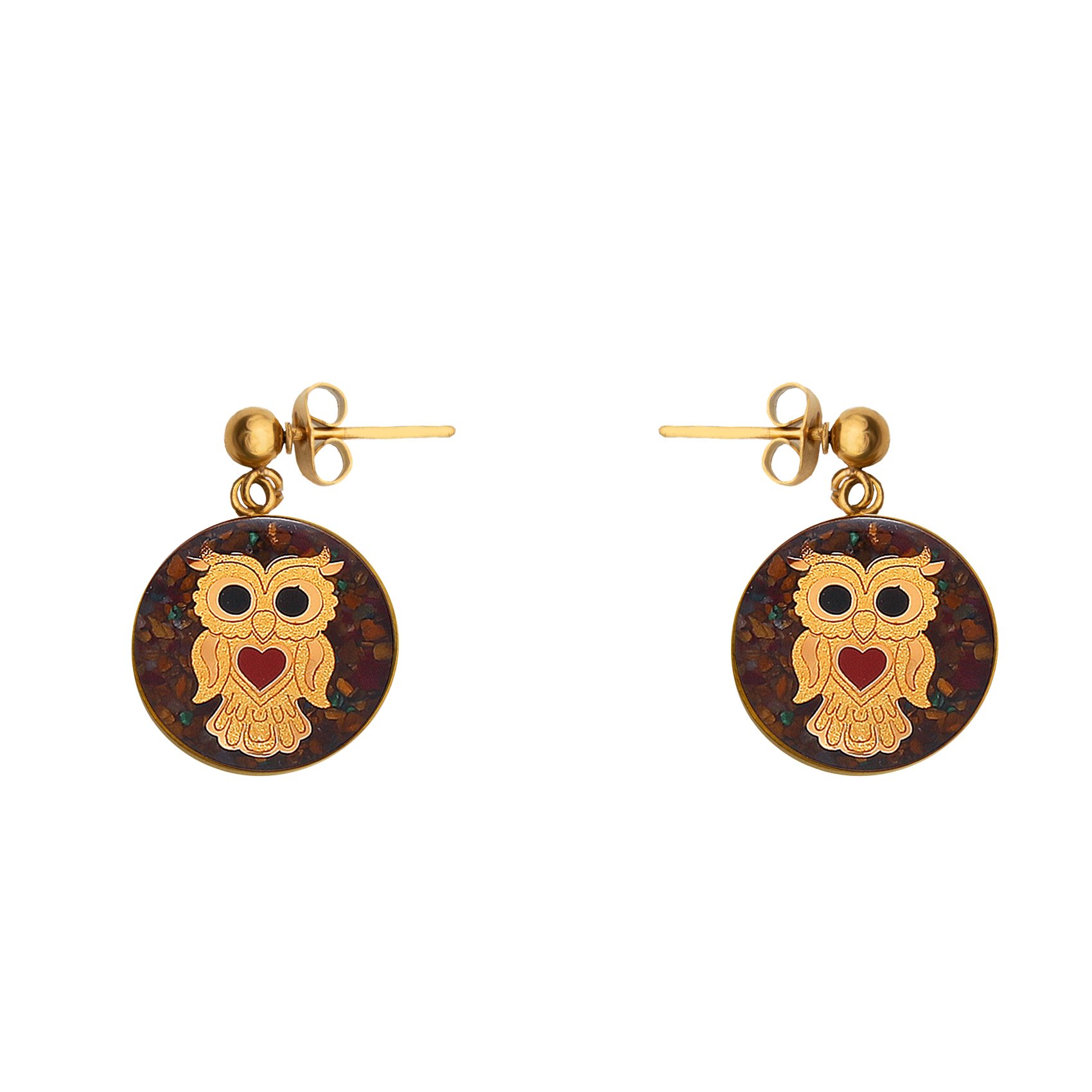 گوشواره گرد تایگر رنگی جغد