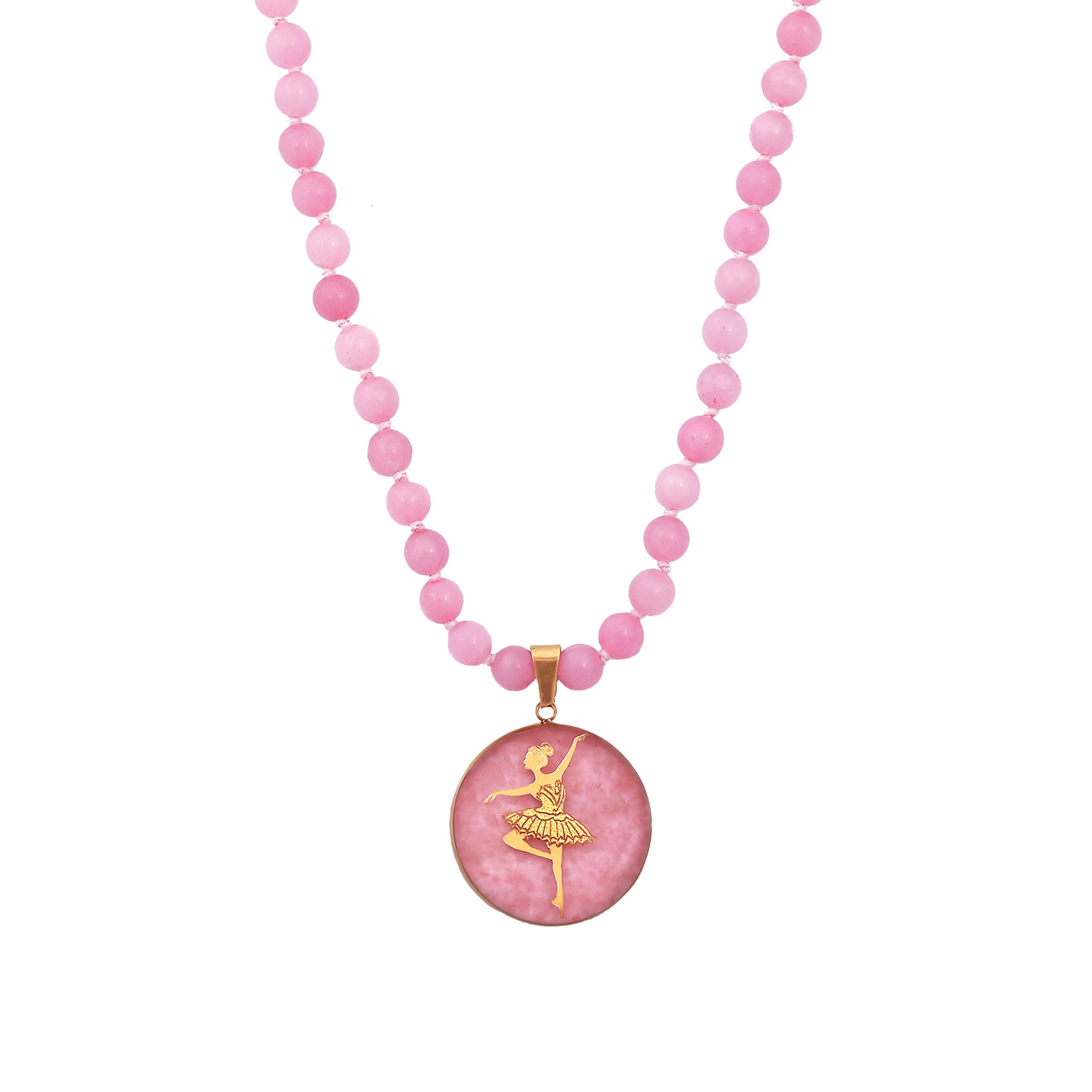 گردنبند بزرگ گرد اوپال صورتی بالرین