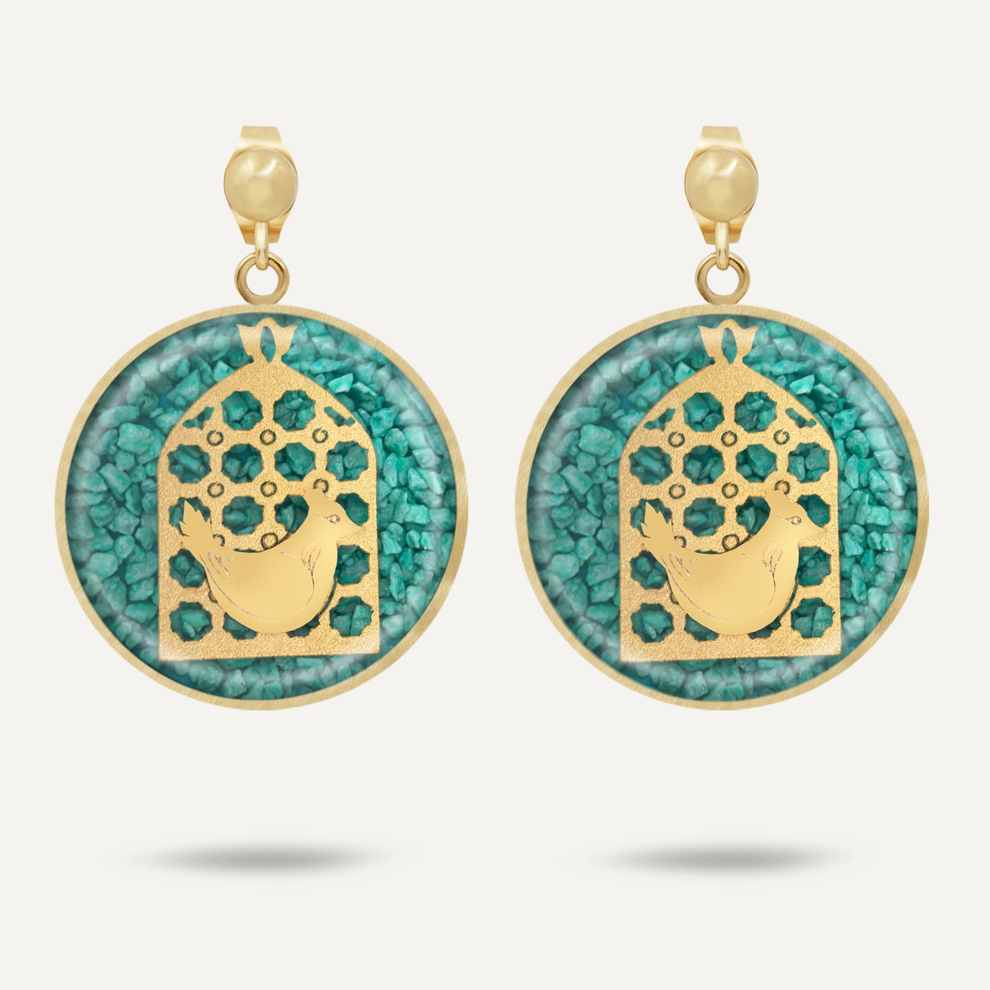 گوشواره گرد مرغ آمین فیروزه