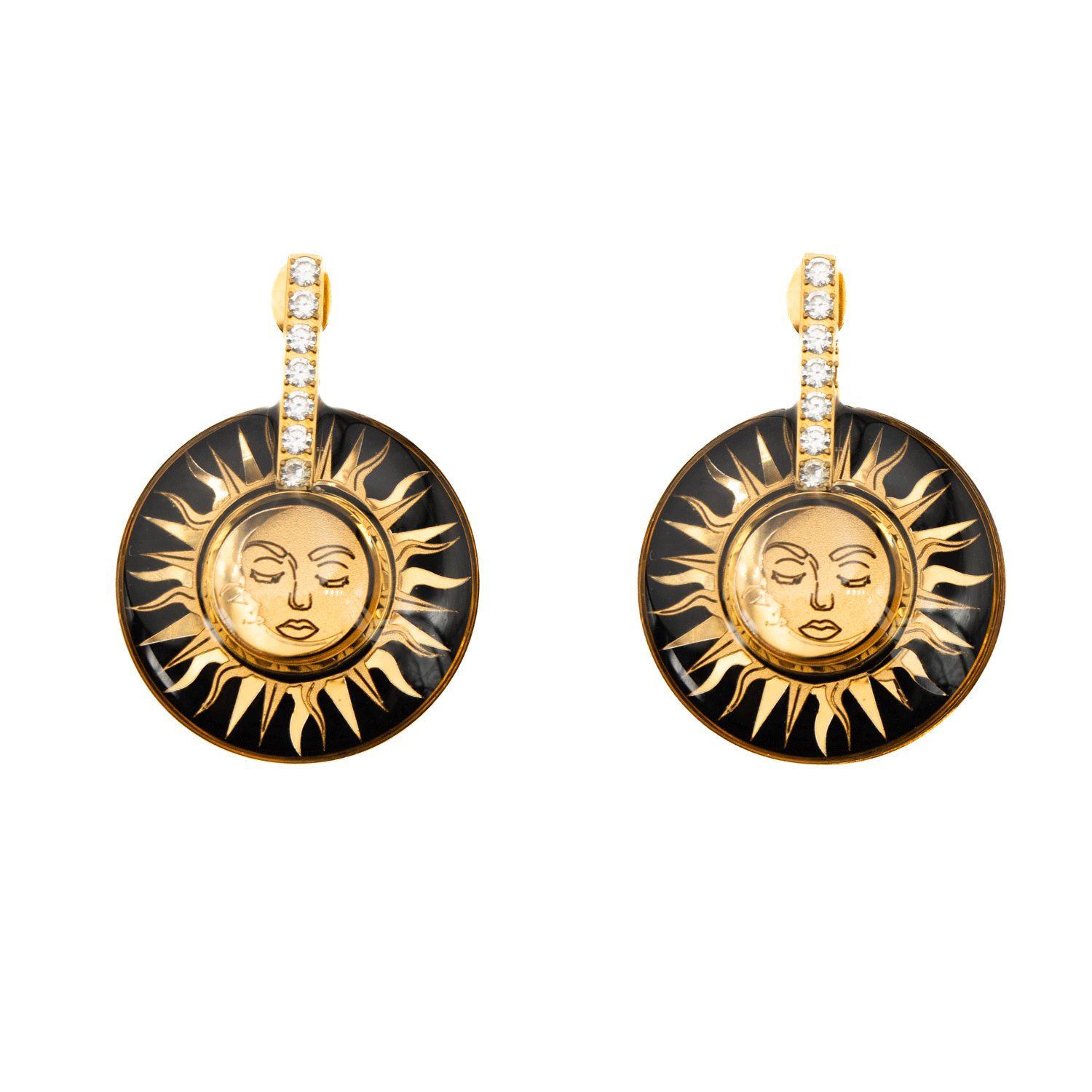 گوشواره گرد نگین دار ماه و خورشید