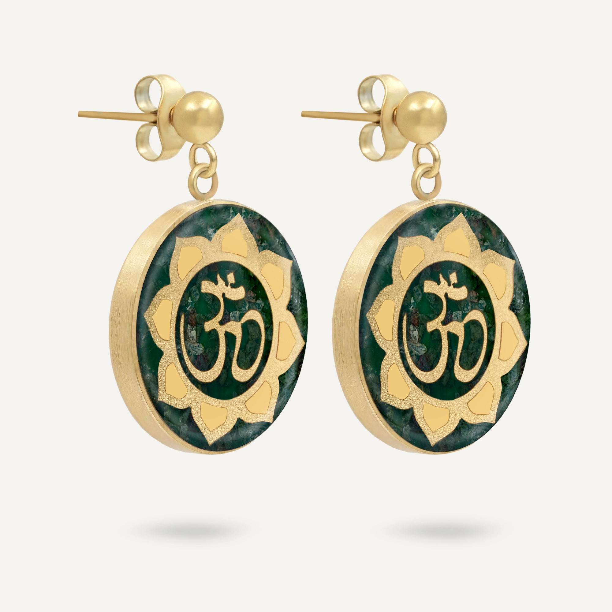 گوشواره گرد عقیق سبز ام
