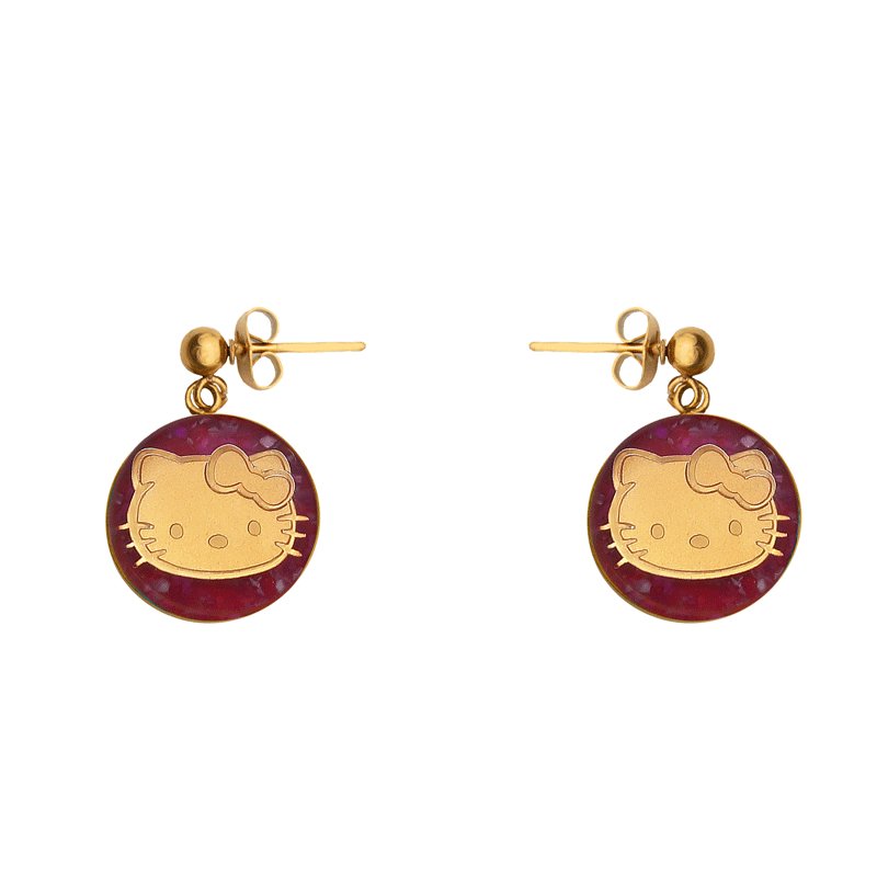 گوشواره گرد عقیق صورتی کیتی