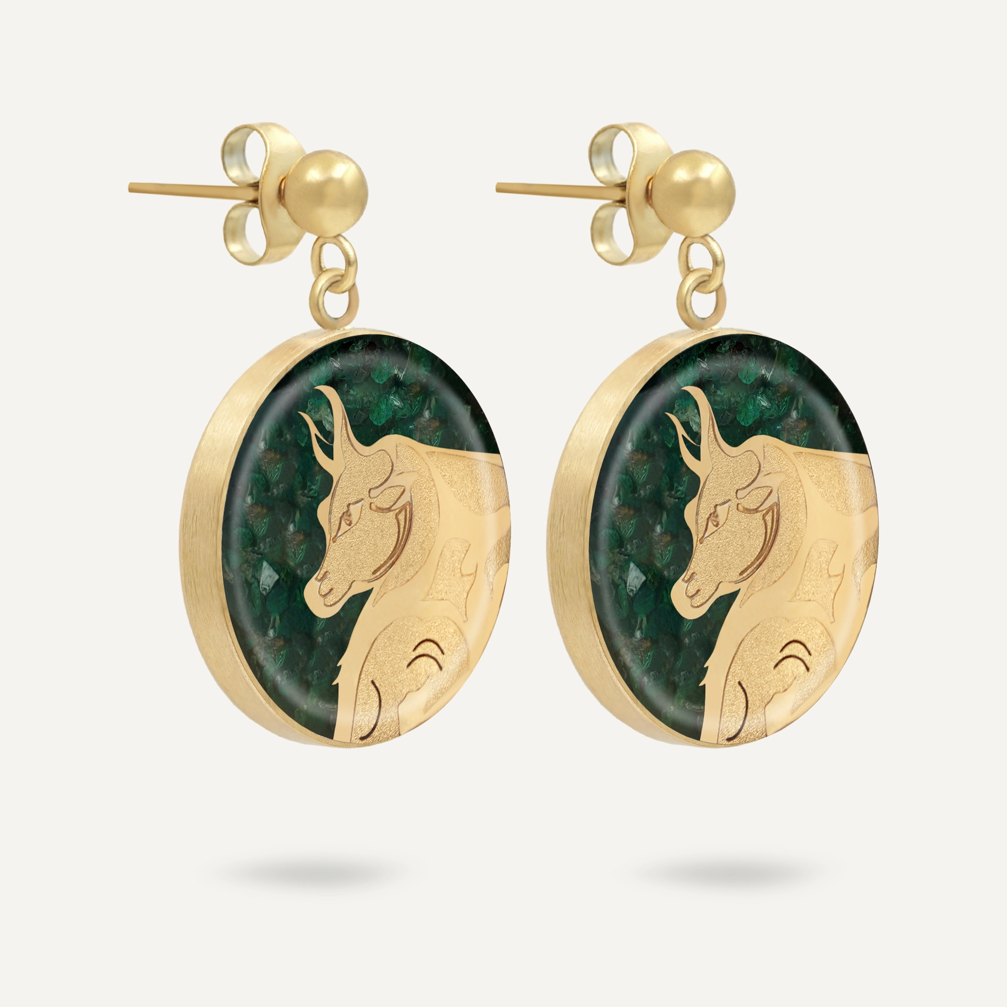 گوشواره گرد عقیق سبز اردیبهشت