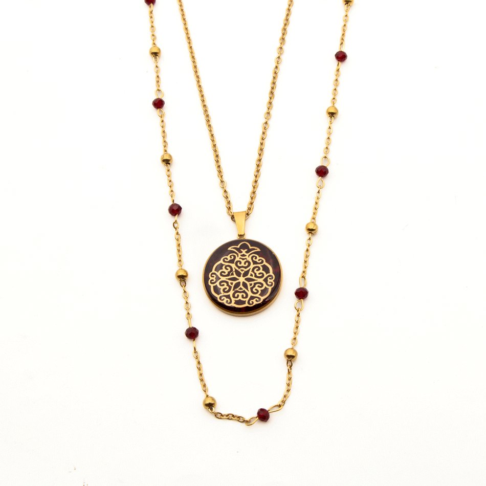 گردنبند جید سرخ اسلیمی انار