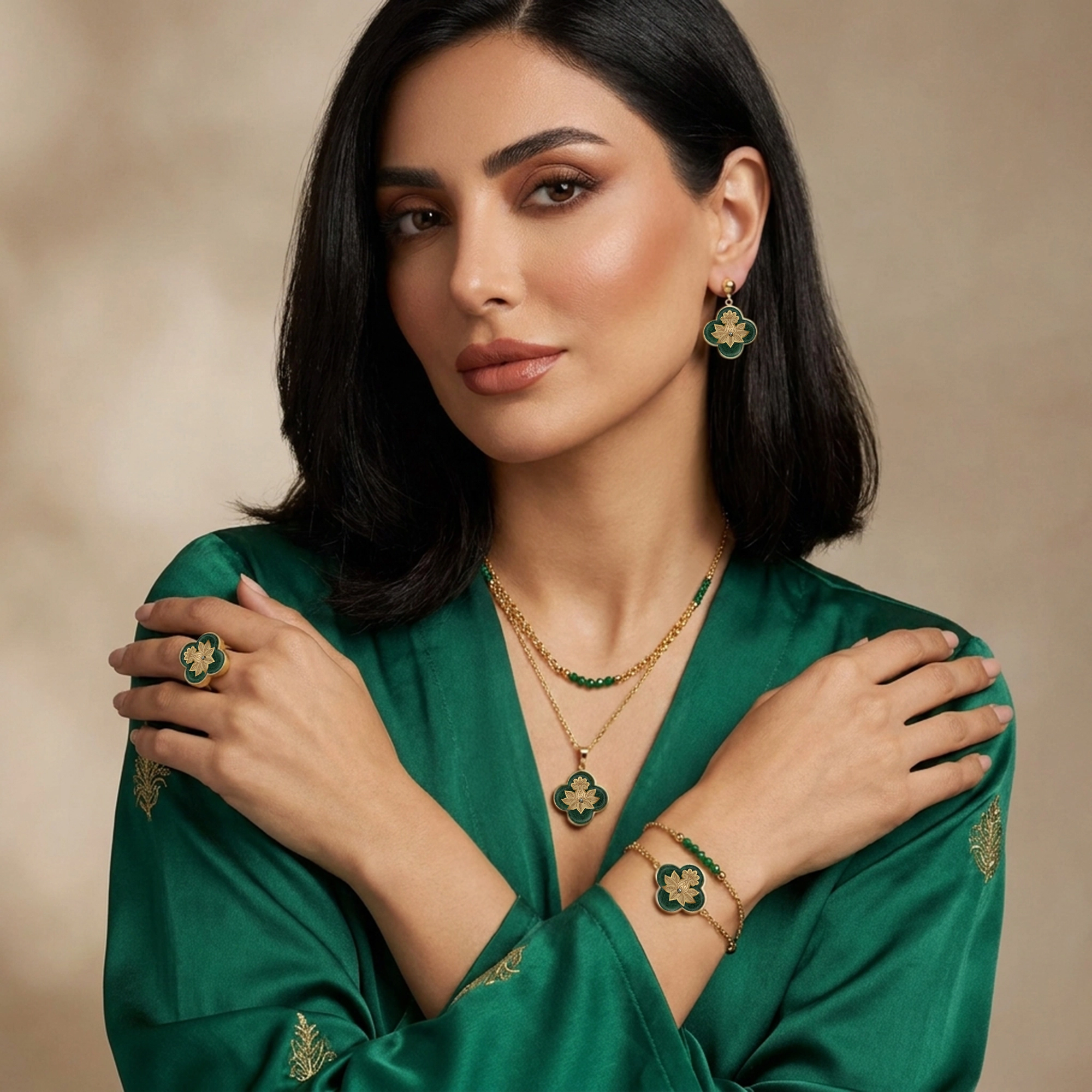 سرویس زنانه عقیق سبز لوتوس