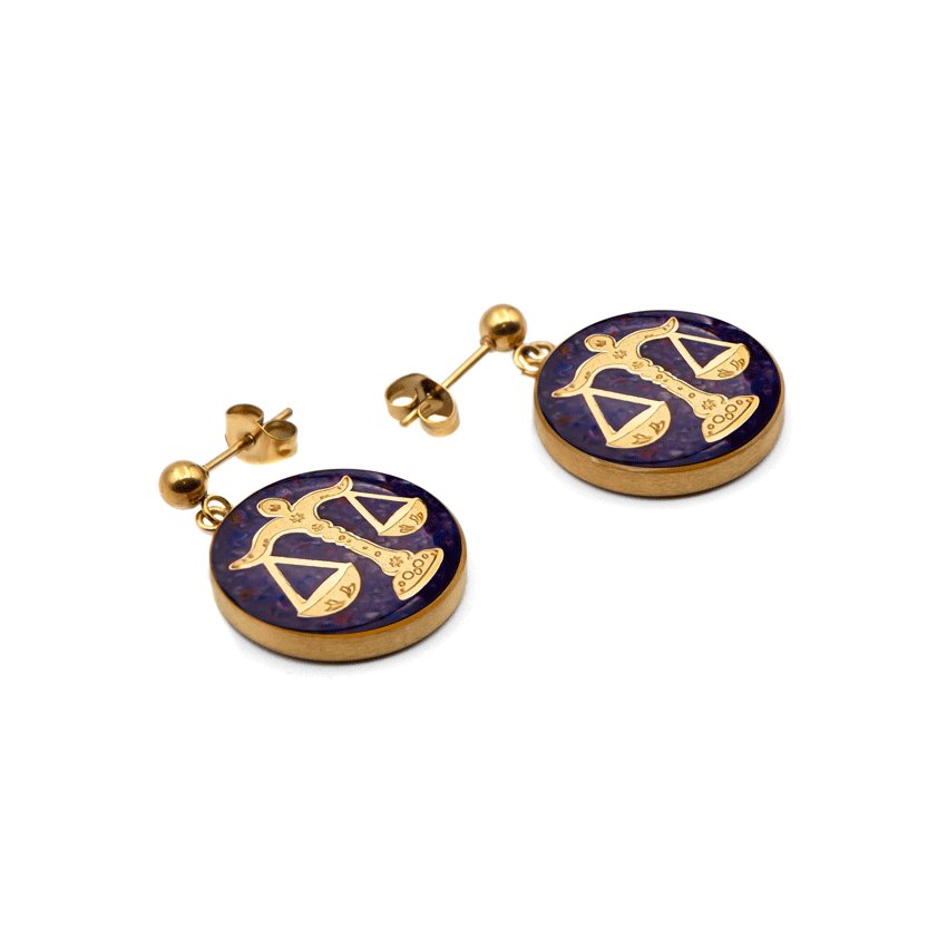 گوشواره گرد عقیق بنفش مهر